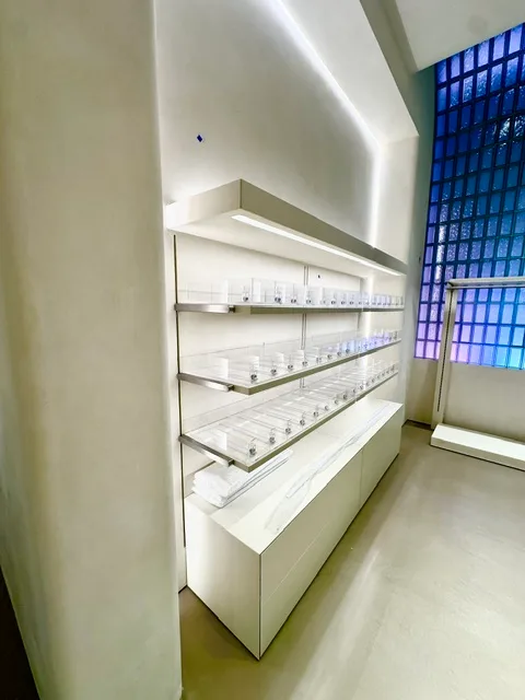 Lit retail shelving unit built by Elite Construction Group